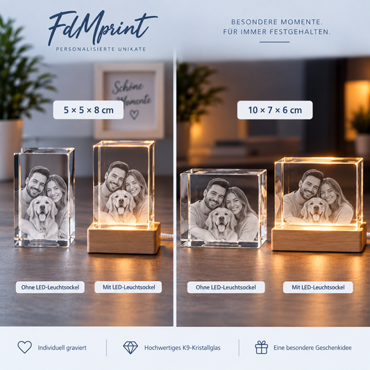 Personalisierter 3D-Kristallblock mit Innengravur